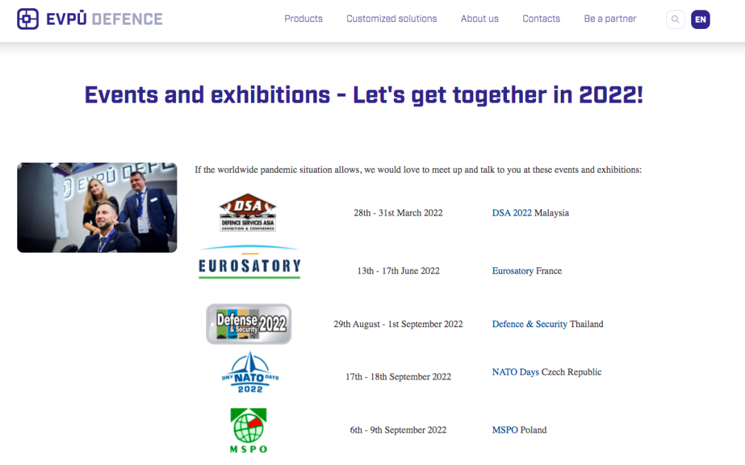 EVPU Defence will exhibit at Eurosatory 2022