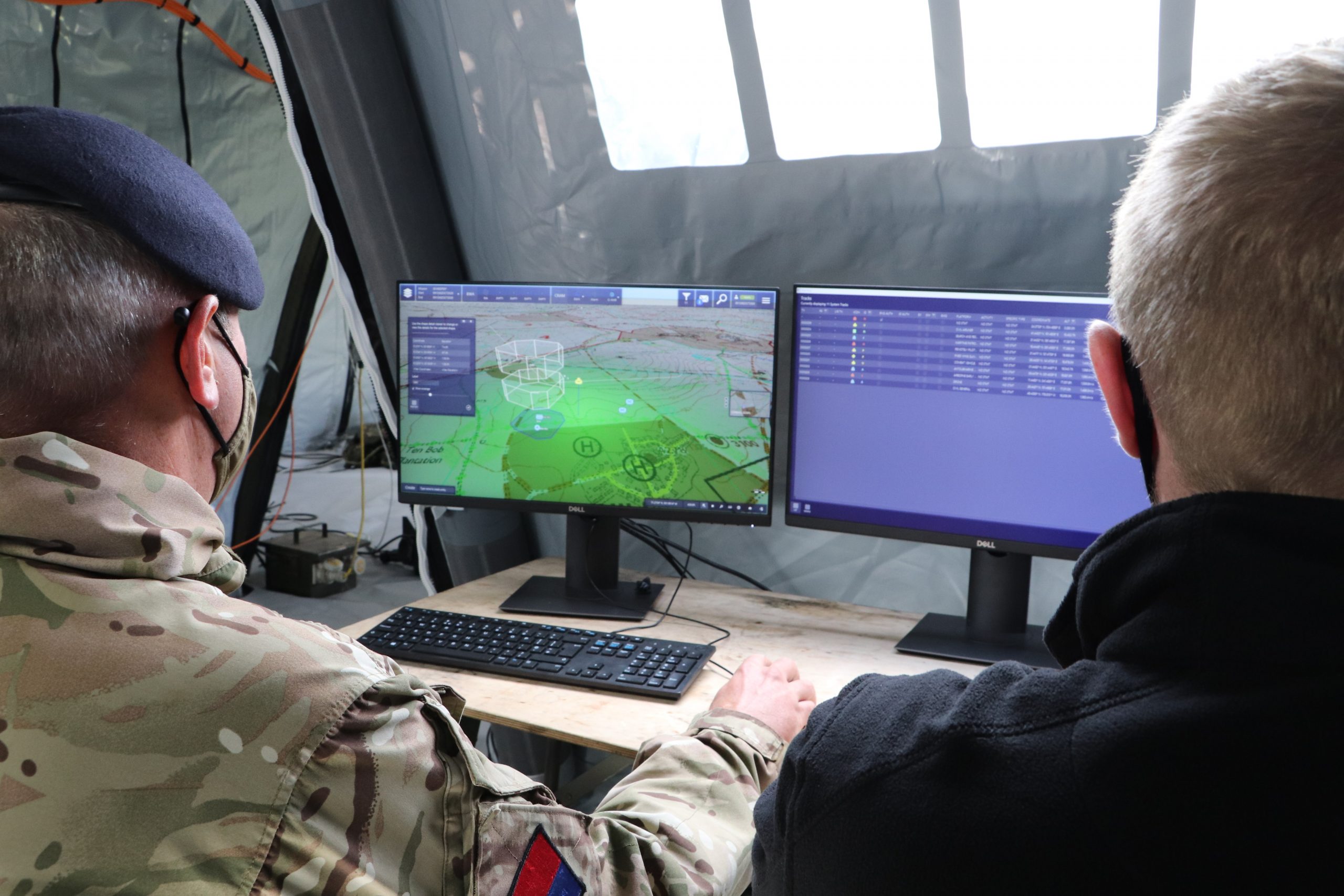 SkyKeeper Battlespace Management System demonstration – from left to right British Army and Lockheed Martin